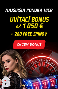 uvítací bonus až 1050 € + 280 free spinov
